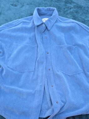 Zara Blue Corduroy Button-Up Shirt